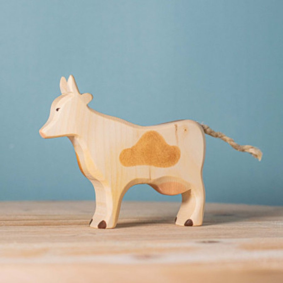 Wooden Animals Bumbu Toys | White And Brown Cow