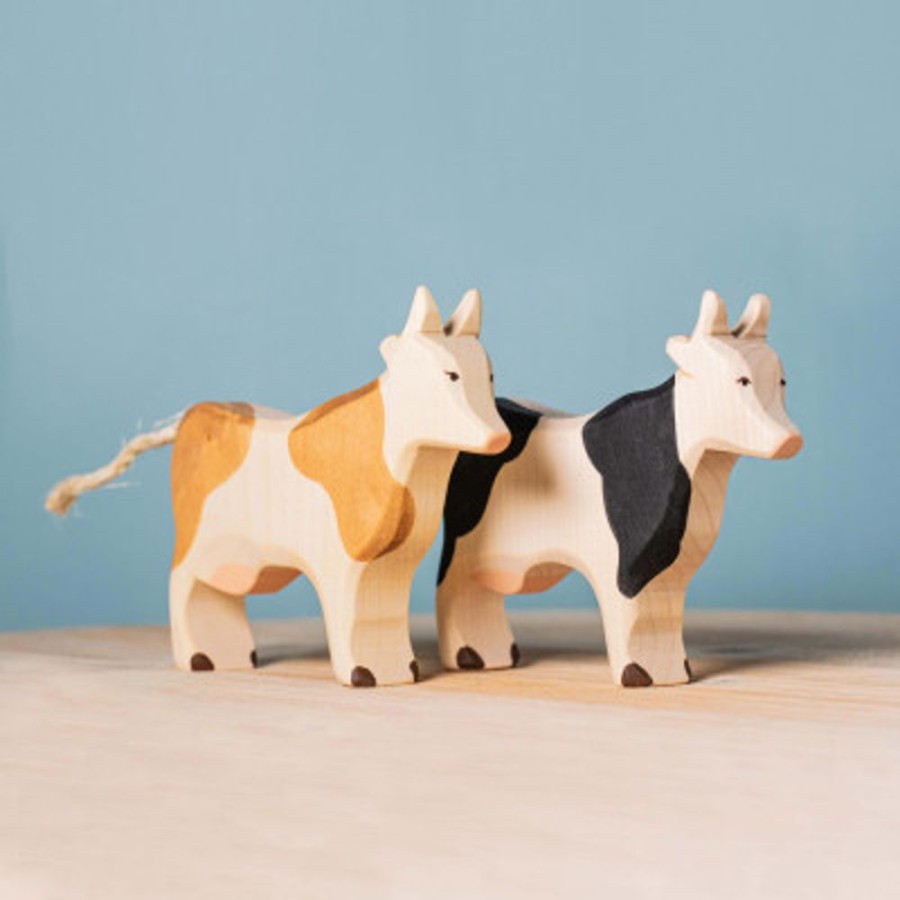 Wooden Animals Bumbu Toys | White And Brown Cow