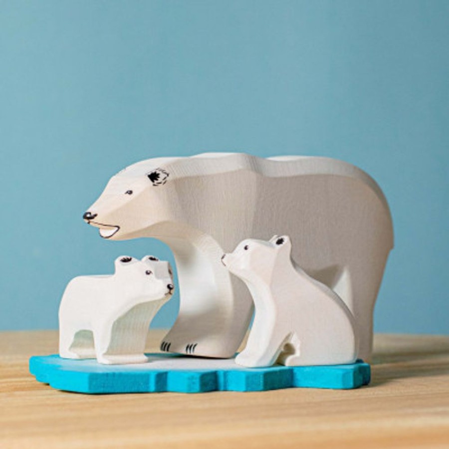 Wooden Animals Bumbu Toys | Polar Bears & Ice Floe Set