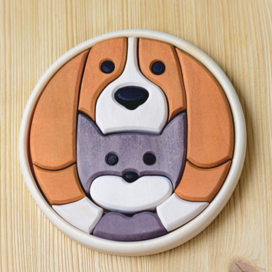 Educational Toys Bumbu Toys | Round Puzzle Dog And Cat