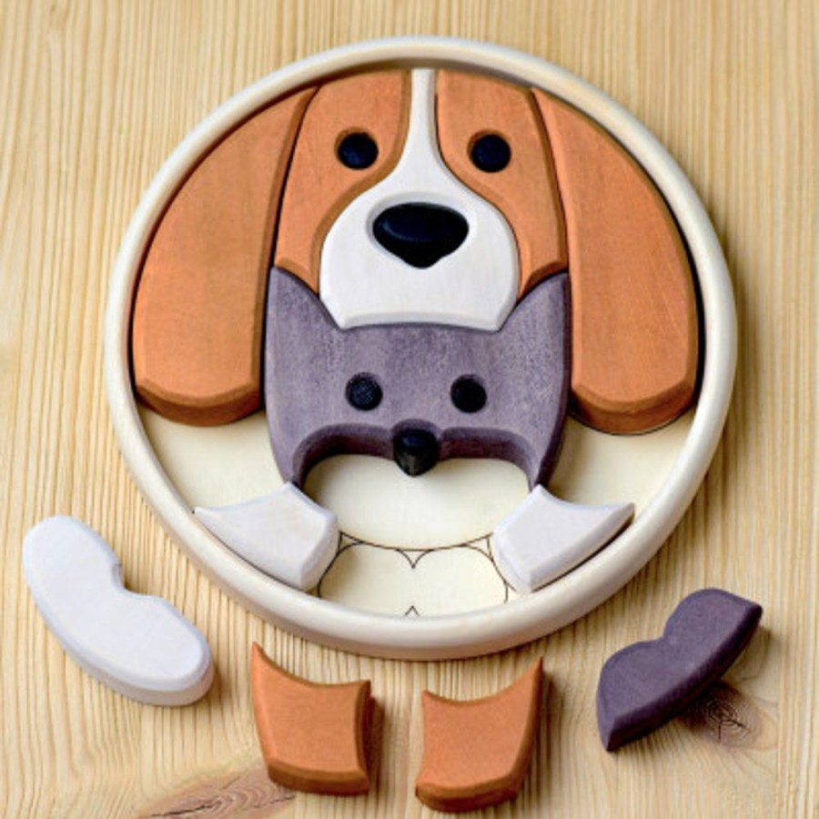 Educational Toys Bumbu Toys | Round Puzzle Dog And Cat