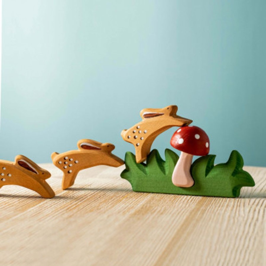 Wooden Animals Bumbu Toys | Rabbits And Mushroom Set