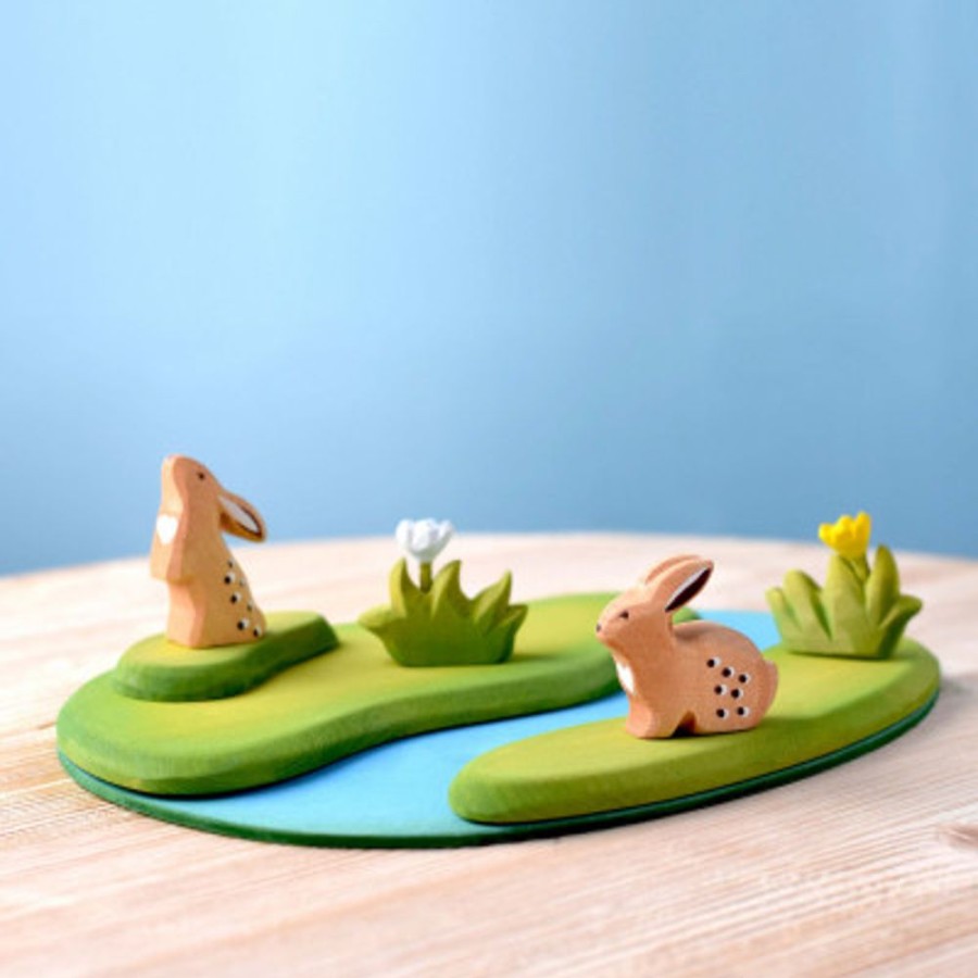 Wooden Animals Bumbu Toys | Easter Bunnies And Wildflowers Set