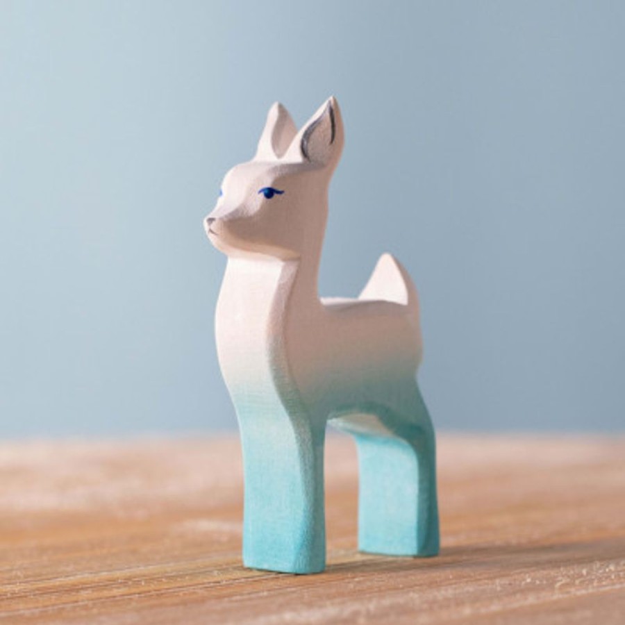 Wooden Animals Bumbu Toys | White Blue Fawn