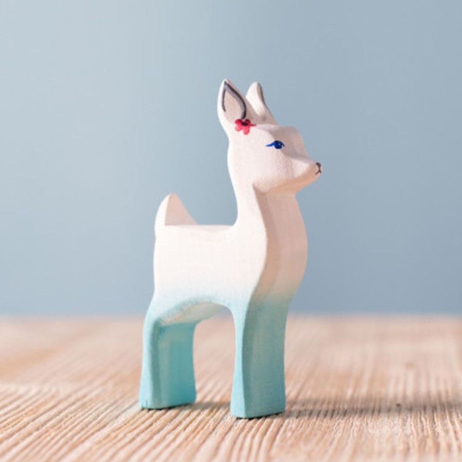 Wooden Animals Bumbu Toys | White Blue Fawn