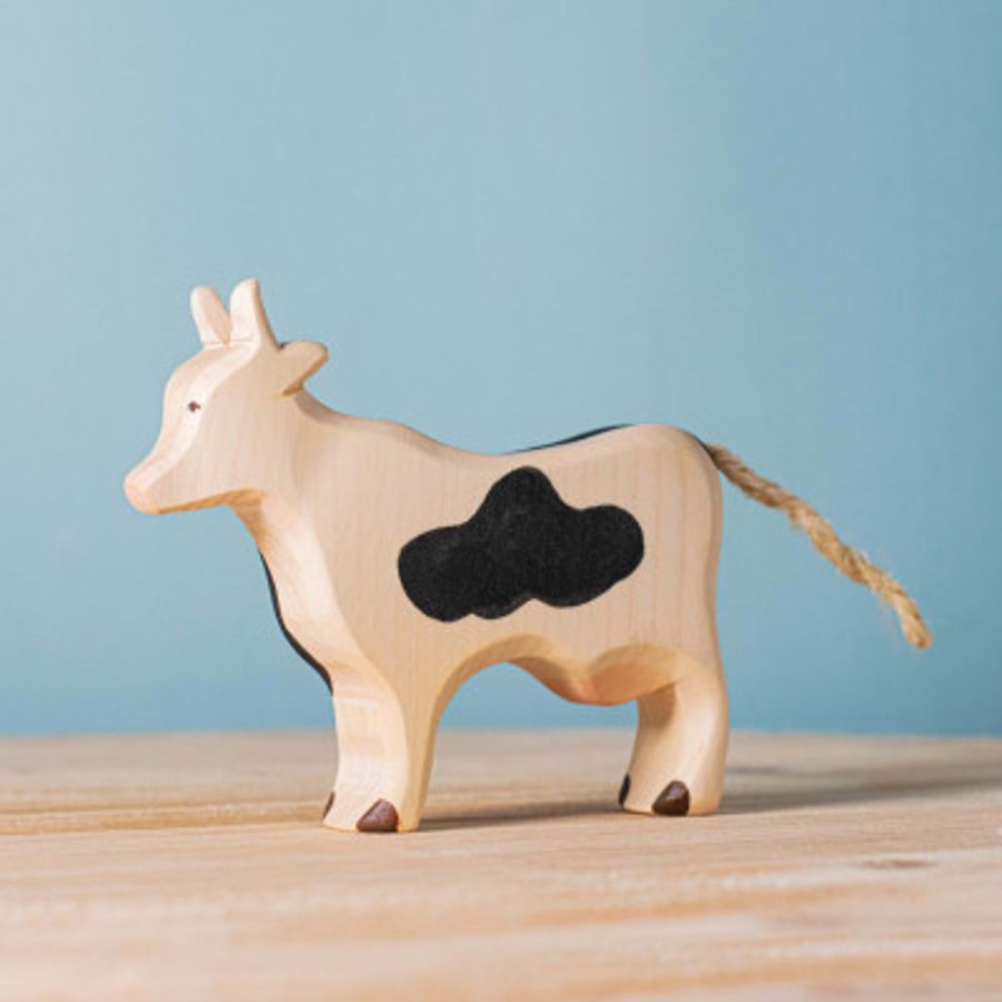 Wooden Animals Bumbu Toys | White And Black Cow