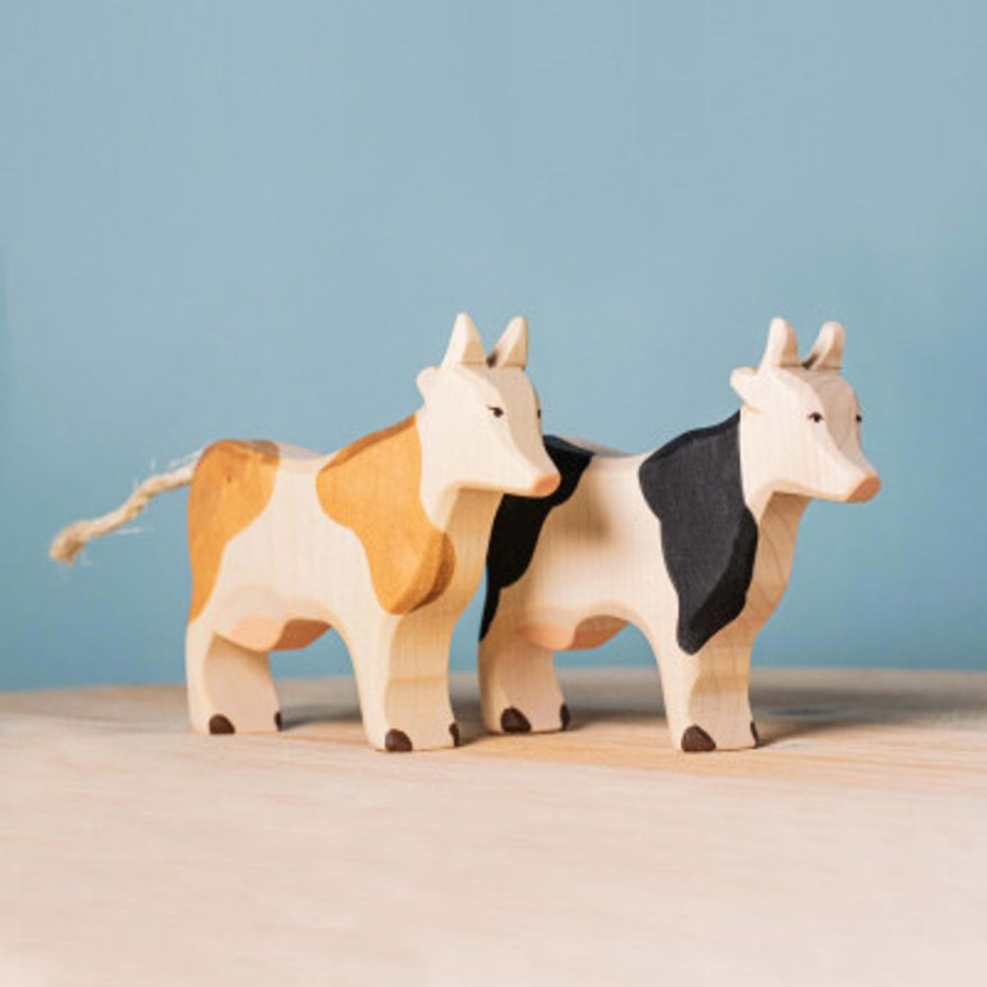 Wooden Animals Bumbu Toys | White And Black Cow