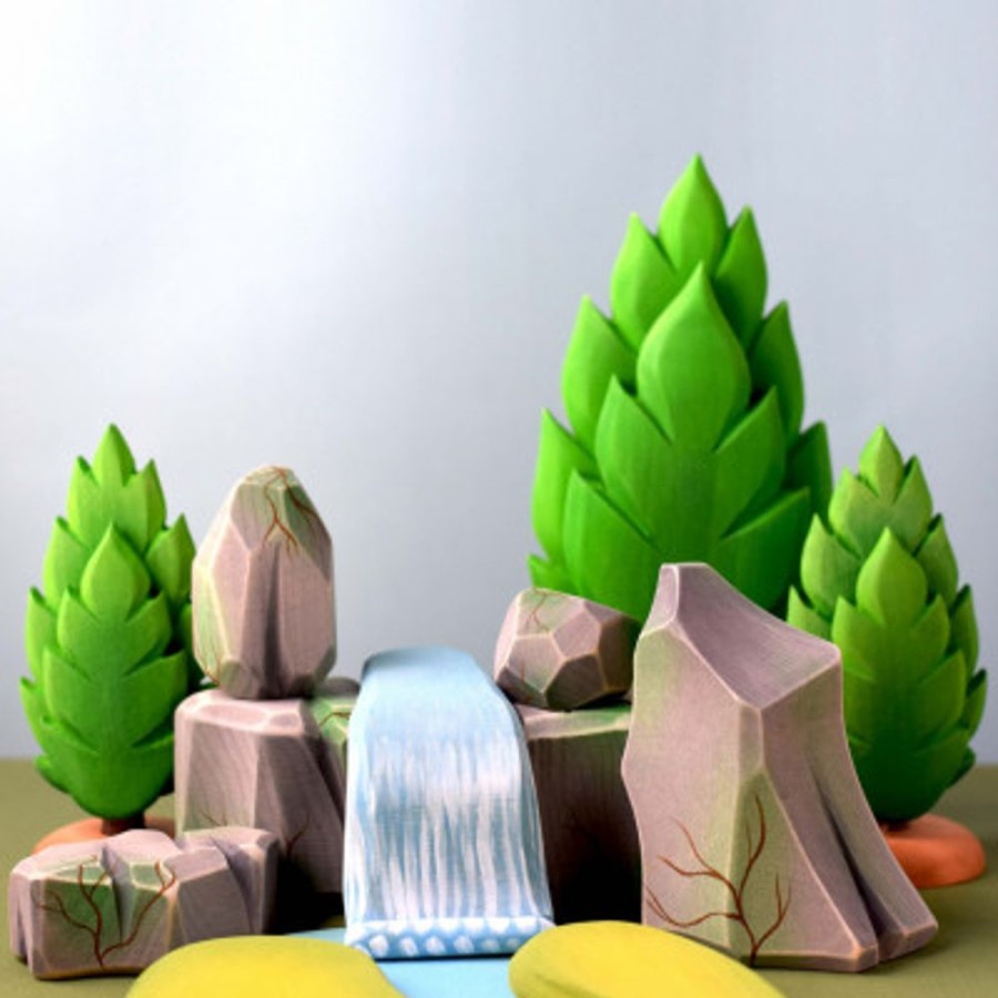 Decor Bumbu Toys | River Plate, Waterfall, Mossy Rocks Set